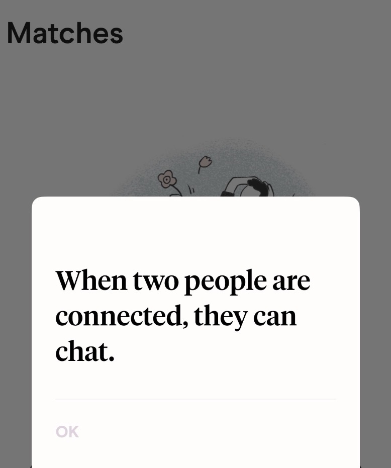 App screen: When two people are connected, they can chat