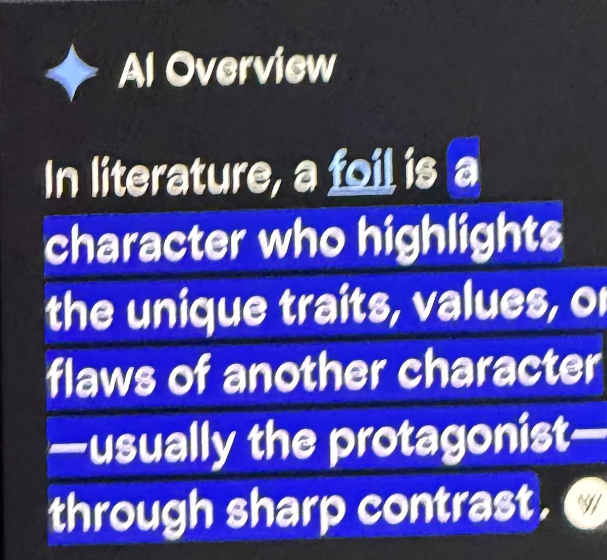 AI Overview defining a foil in literature