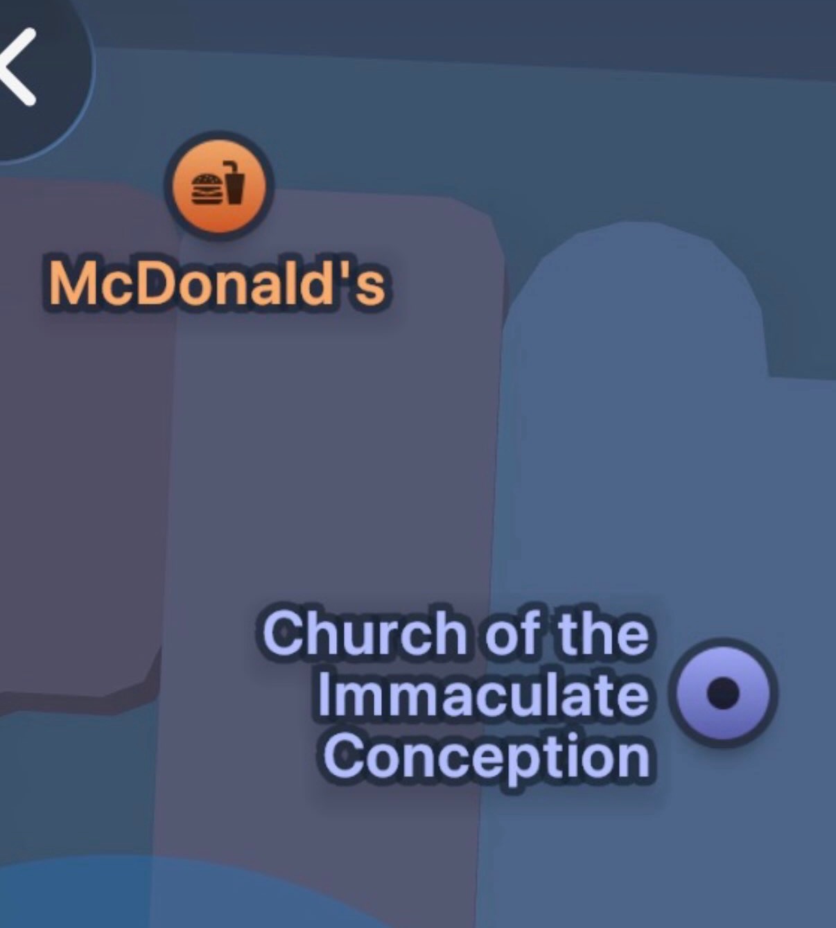 Screenshot: McDonald's and Church of the Immaculate Conception