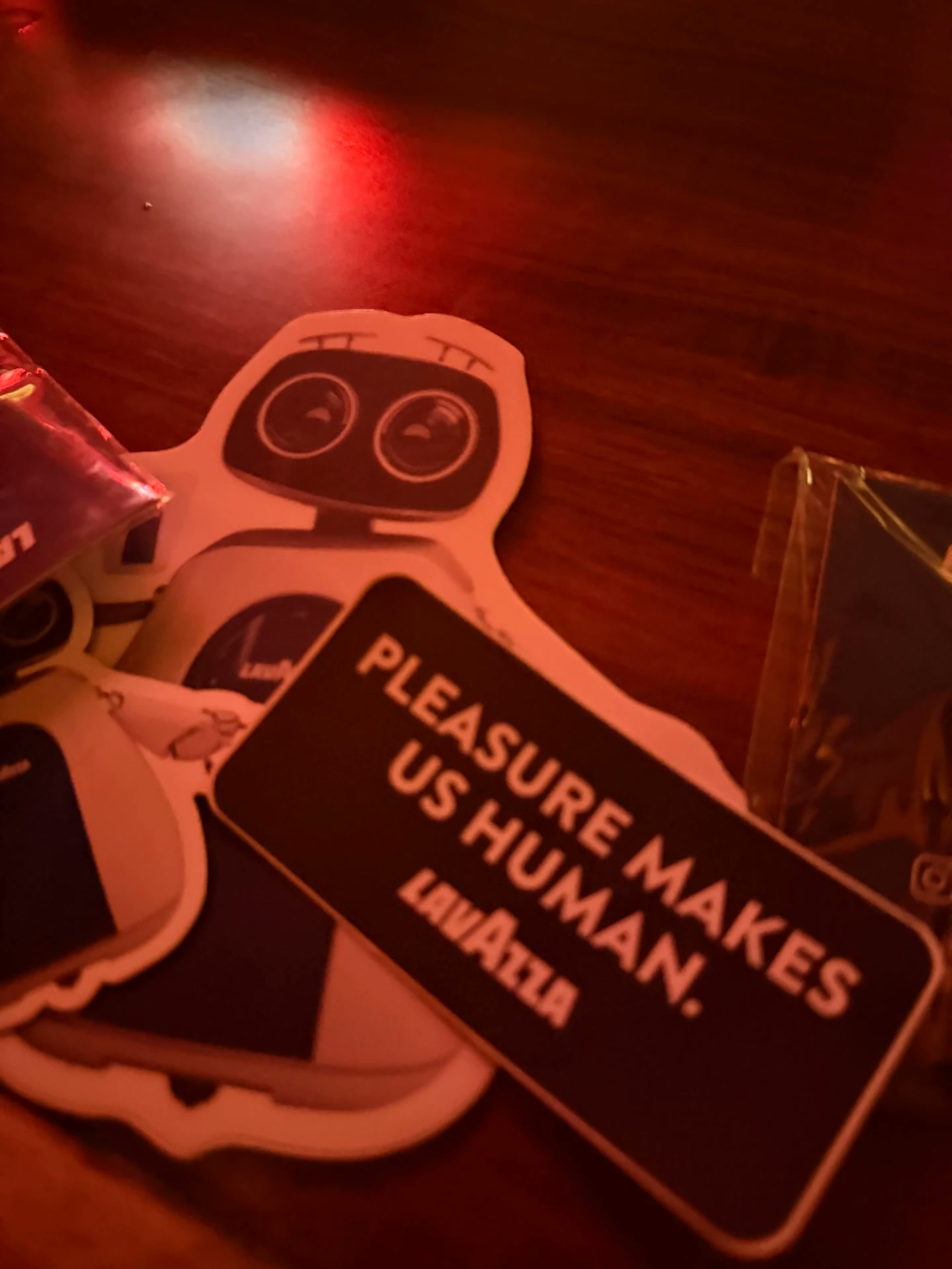 LavAzza robot sticker: Pleasure makes us human