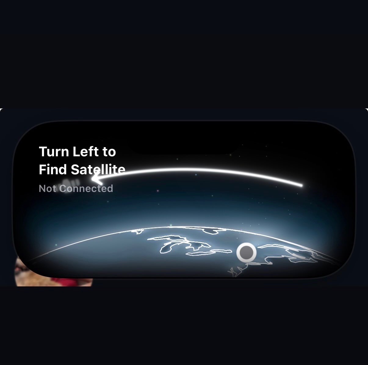 Satellite finder screen: Turn Left to Find Satellite, Not Connected