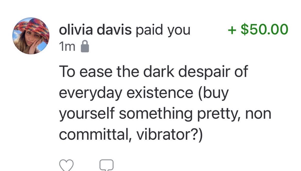 Payment notification: To ease the dark despair of everyday existence, buy yourself something pretty