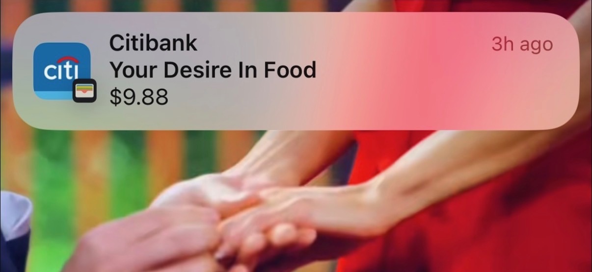 Citibank notification: Your Desire In Food, $9.88