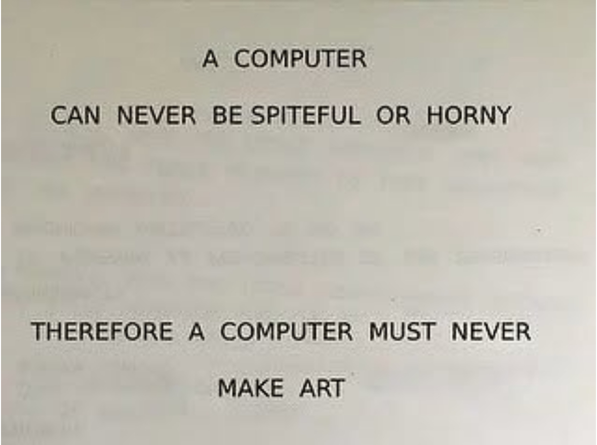 Typed page: A computer can never be spiteful or horny